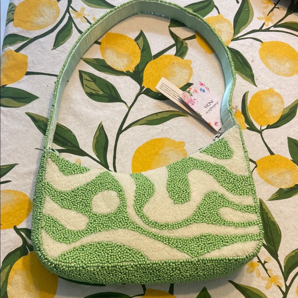 Viral Made in India beaded Green and Cream Shoulder Bag